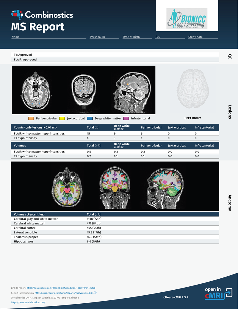Unlock Your Brain’s Potential: Advanced MRI Brain Health Assessments with cNeuro Combinostics at Bionicc Body Screening in Southfield, MI